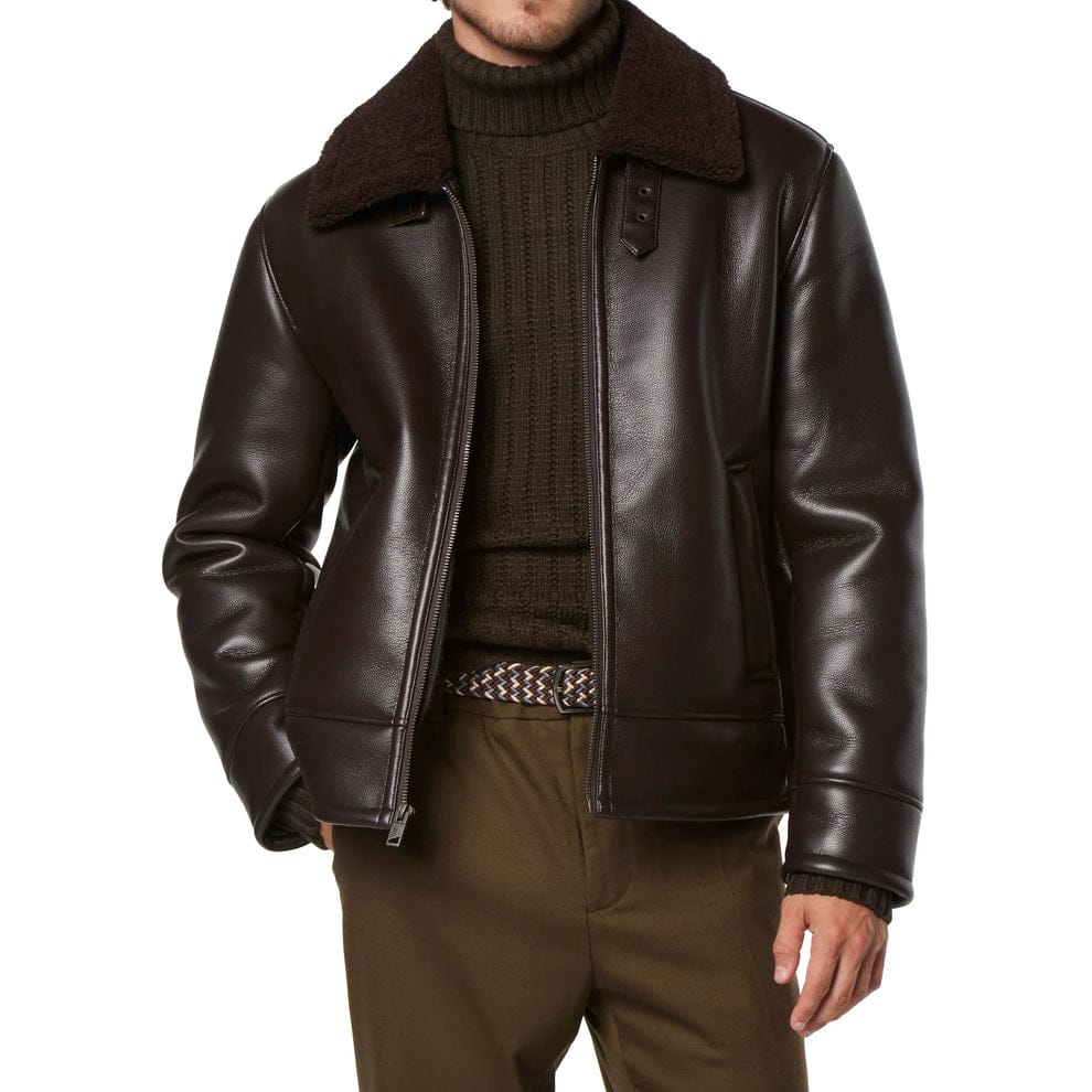 Classic Brown Shearling Pilot Jacket