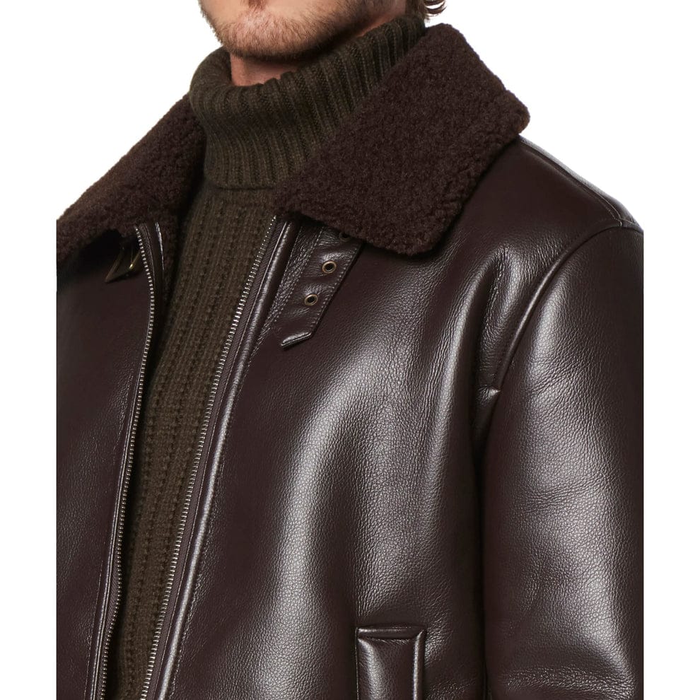 Classic Brown Shearling Pilot Jacket
