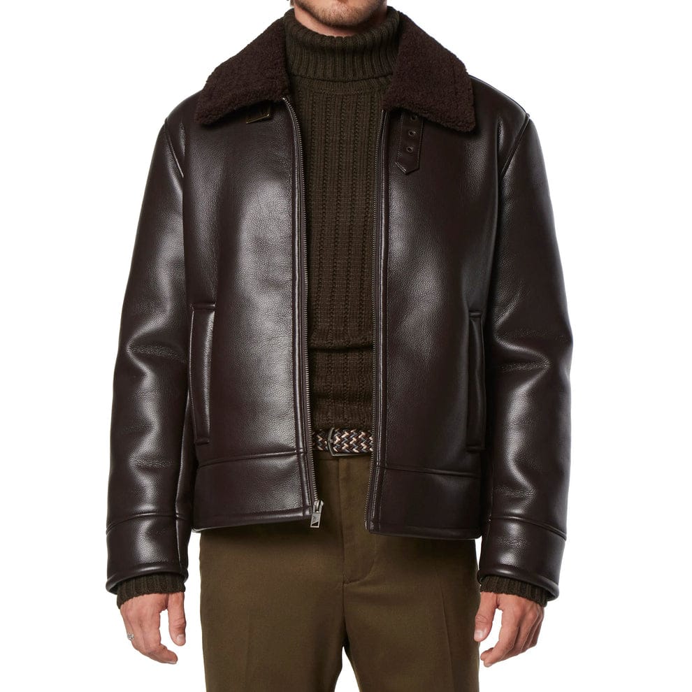 Classic Brown Shearling Pilot Jacket